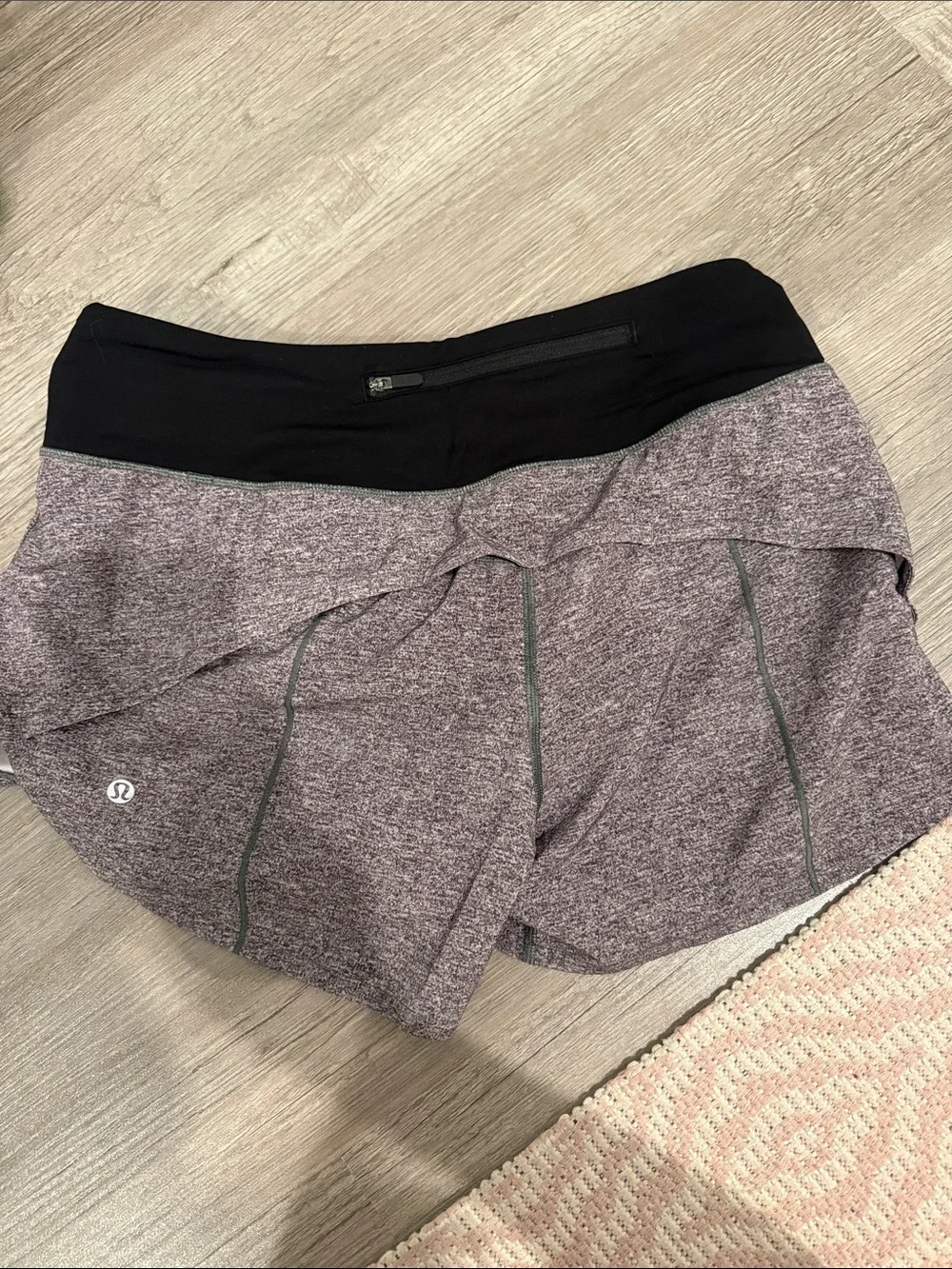 lululemon athletica Heathered Plum Running Shorts with Black Waistband